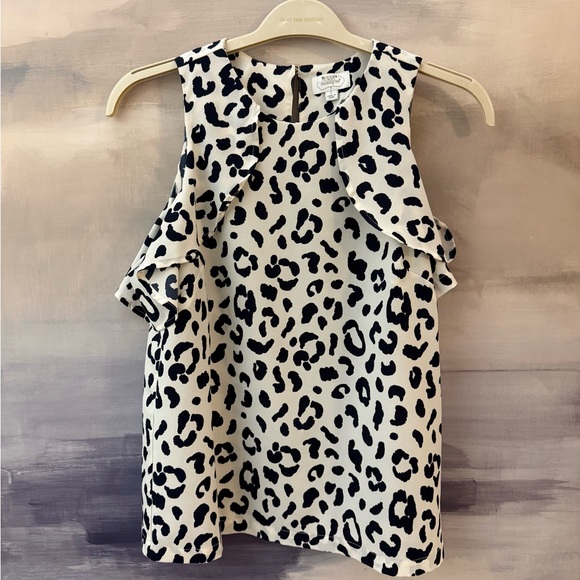 Mud Pie Tops - Mudpie Leopard Print Sleeveless cold Shoulder Blouse Top